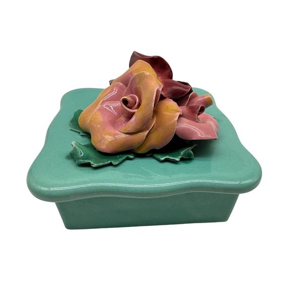 Johann Brahm California Vintage 1960s Floral Trinket Box MCM Collectible #275 - Picture 1 of 13